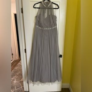 ASOS Embellished Waist High Neck Tulle Maxi Dress